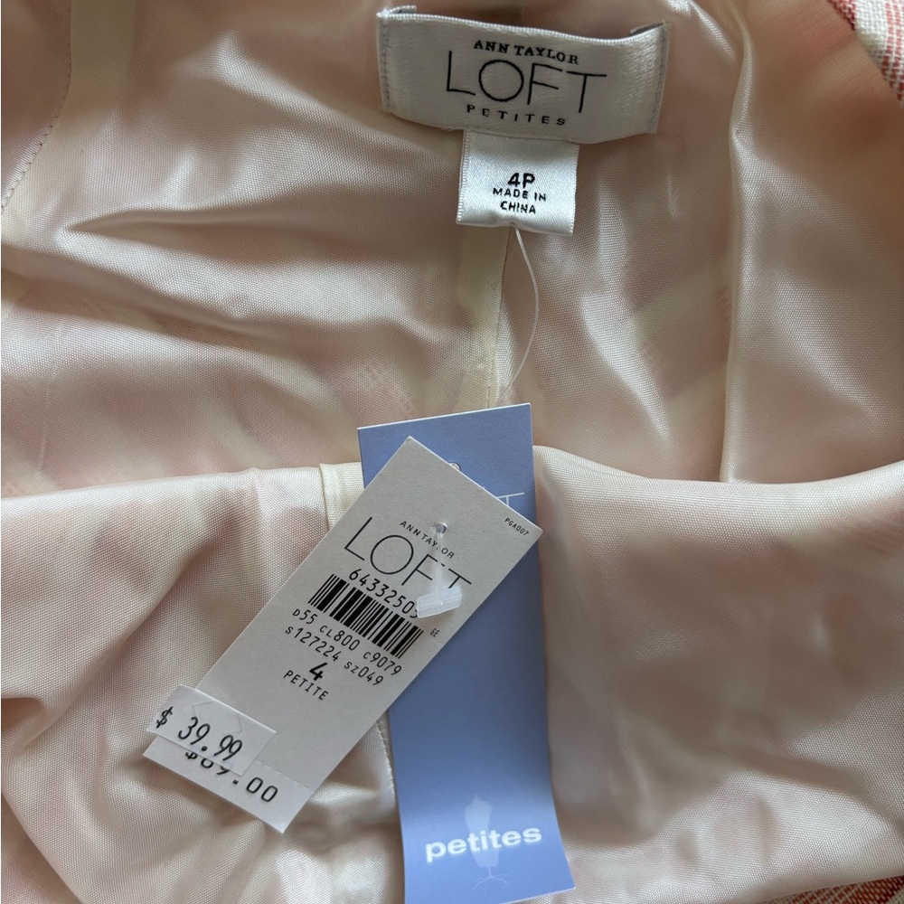 Ann Taylor LOFT Women 4P Pink White Striped A-Line Knee Skirt - Picture 5 of 8